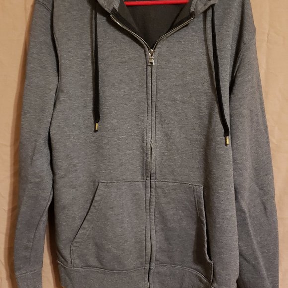 H&M, Gray zip-up Sweatshirt w/ hood jacket, Size Large - Picture 16 of 16